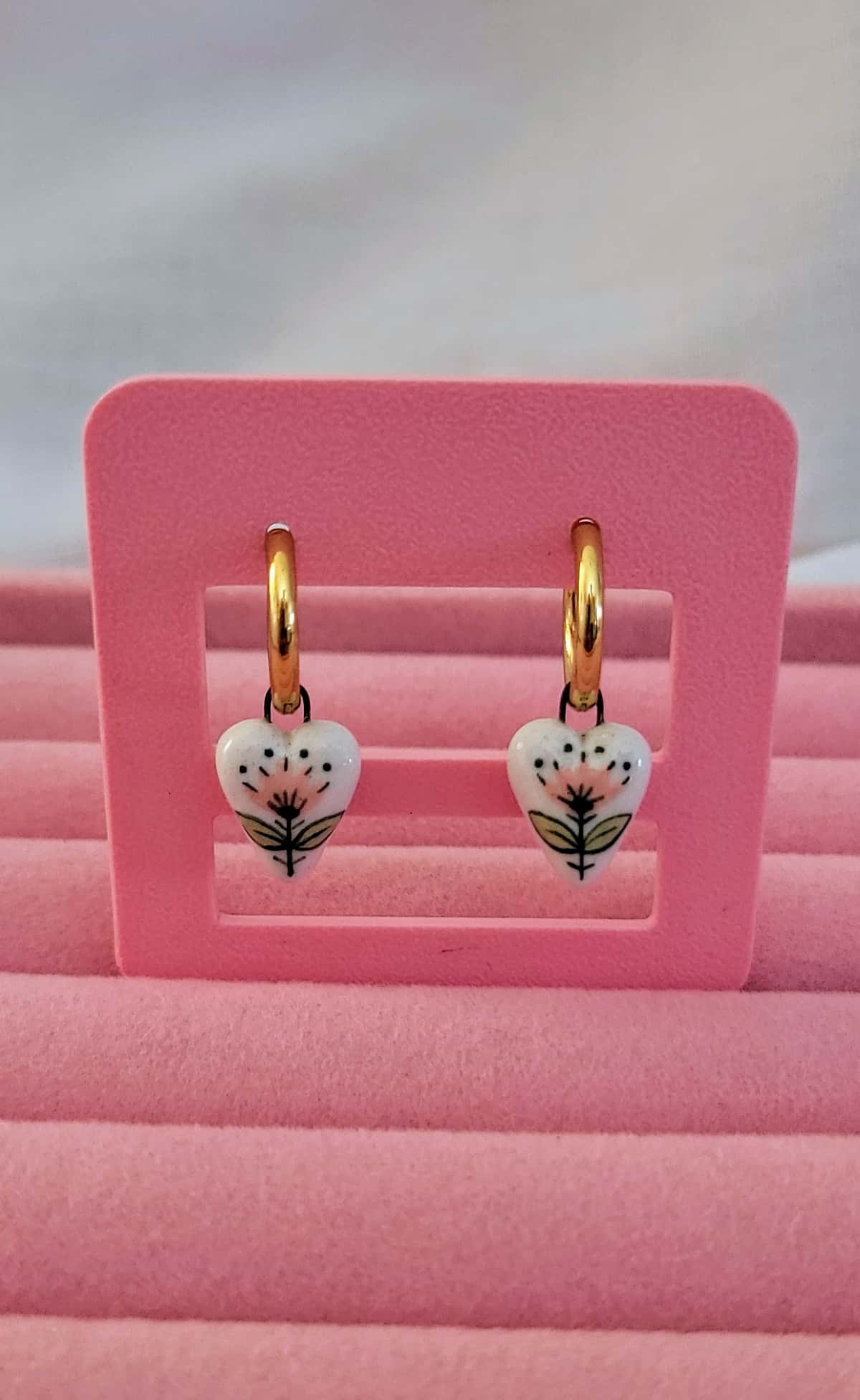 Aros corazón en flor 